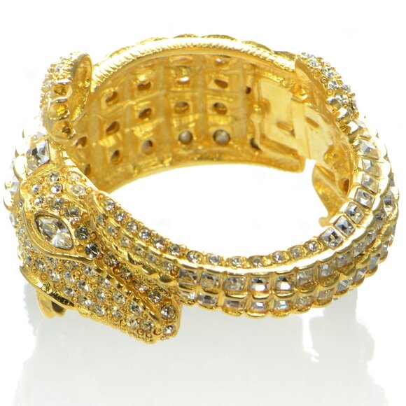 Kenneth Jay Lane KJL Gold & Crystal Alligator Cuff Bracelet - Picture 5 of 11